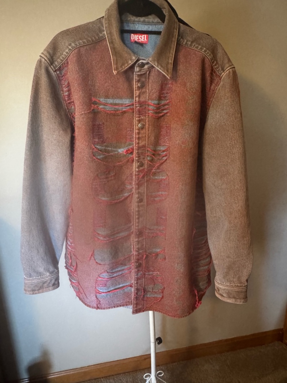 Diesel Red Logo Label on Denim